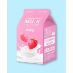 A'Pieu Strawberry Milk One Pack rozjasňující jednorázová bavlněná maska s výtažky mléka jahod a perel 21 g – Zbozi.Blesk.cz