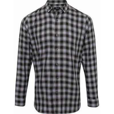 Premier Workwear pánská kostkovaná košile Mulligan s dlouhým rukávem modrá ocelová černá