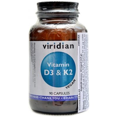 Viridian Vitamin D3 and K2 90 kapslí