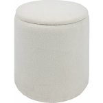 Atmosphera Kulatá bílá pufa KAYDI boucle, Ø 35 cm – Zboží Dáma