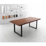 DELIFE Jídelní stůl Edge 200x100 cm XL akácie hnědá kov černá – Zboží Mobilmania