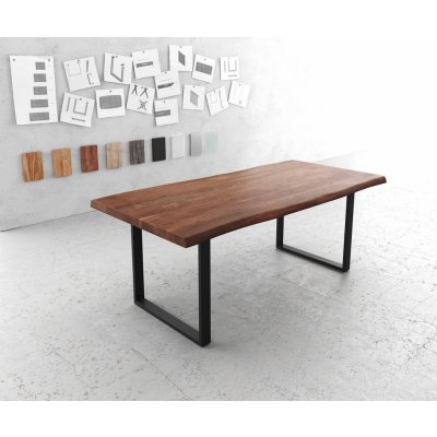DELIFE Jídelní stůl Edge 200x100 cm XL akácie hnědá kov černá – Zboží Mobilmania