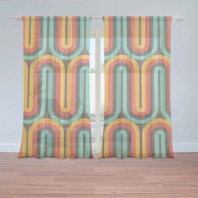 Sablio Záclony Retro vlny: 2ks 150x250cm – Zboží Mobilmania