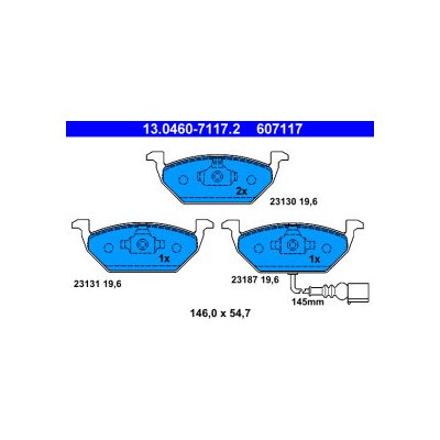 ATE sada brzdových destiček, kotoučová brzda 13.0460-7117.2