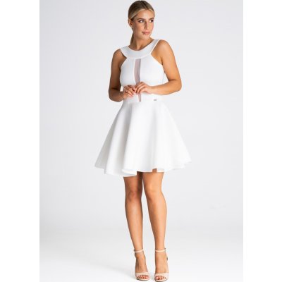 Figl Bílé mini šaty s průhlednou vsadkou m974 white