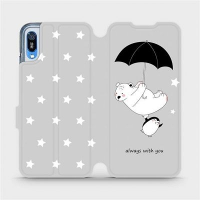 Pouzdro Mobiwear parádní flip Huawei Y6 2019 - MH08P Méďa a tučňák - always with you