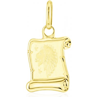 Gemmax Jewelry Zlatý přívěsek Lev – malý pergamen, měsíční znamení mat GUPYN 43061 – Zboží Mobilmania
