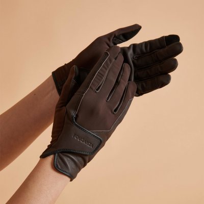 FOUGANZA rukavice Classic s koženým dílem hnědé