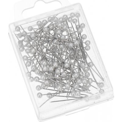 Galanterie Špendlíky s perleťovými hlavičkami 0,60 x 38 mm 100 ks bílé – Zboží Dáma