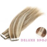 Deluxe neviditelné vlasové PU pásky tape in na prodlužování vlasů 40cm 14/24 tmavá blond / platinová extra – Zboží Mobilmania