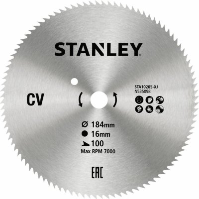 Stanley 10205 Pilový kotouč pro příčné řezy 184 x 16 mm, 100 zubů – Zboží Dáma