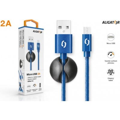 Aligator DATKP13 Datový premium 2A, MicroUSB, modrý – Zboží Mobilmania