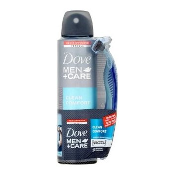 Dove Men+Care Clean Comfort antiperspirant sprej 150 ml + holicí strojek dárková sada