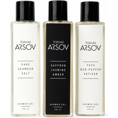 Tomas Arsov Yuzu Red Pepper Vetiver Sprchový gel 200 ml + Sage Seaweed Salt Sprchový gel 200 ml + Saffron Jasmine Amber Sprchový gel 200 ml set – Zboží Dáma