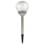 lampa solární KOULE 12cm, v.42,5cm, 2LED, nerez/sklo/PH čirá – Hledejceny.cz
