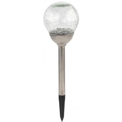 lampa solární KOULE 12cm, v.42,5cm, 2LED, nerez/sklo/PH čirá – Hledejceny.cz