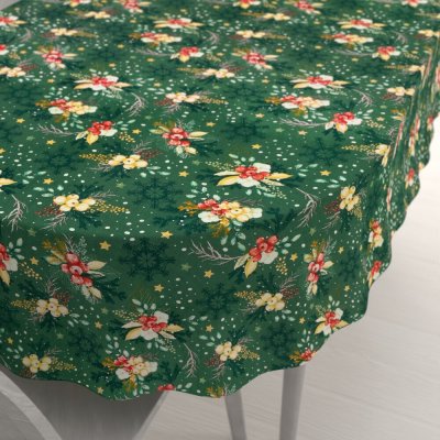 Biante bavlna oválný ubrus Sandra SA-713 Vánoční cesmíny na zeleném 80x120 cm – Hledejceny.cz