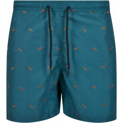 Embroidery Swim Shorts shark/teal/toffee