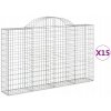 Pletiva vidaXL Klenuté gabionové koše 15ks 200x30x120/140cm pozinkované železo