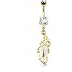 Šperky4U zlacený piercing do pupíku lístek WP01012-GD – Zbozi.Blesk.cz
