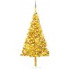 Vánoční stromek zahrada-XL Umělý vánoční stromek s LED a sadou koulí zlatý 210 cm PET