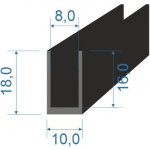 05354591 Pryžový profil tvaru "U", 18x10/8mm, 70°Sh, EPDM, -40°C/+100°C, černý | Zboží Auto