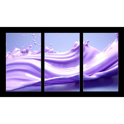 Obraz 3D třídílný - 90 x 50 cm - Abstract purple fluid art in bright colors. Lavender background for advertising cosmetic products.Generative Ai content. – Zboží Mobilmania