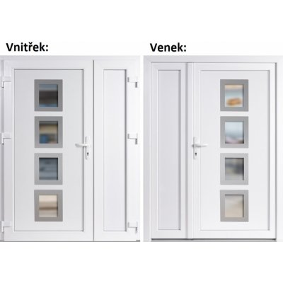 Soft Dvoukřídlé vchodové dveře plastové levé 010 Inox+Panel plný 130 x 200 cm Bílá - Bílá – Zboží Mobilmania
