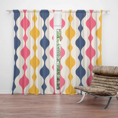 Sablio Závěs Barevné křivky: 2ks 140x250cm – Hledejceny.cz