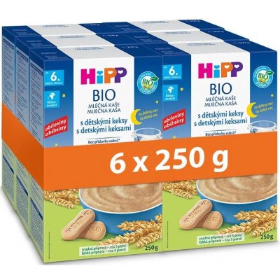 Hipp Bio Mléčná kaše na dobrou noc s dětskými keksy 6 x 250 g – Zboží Mobilmania