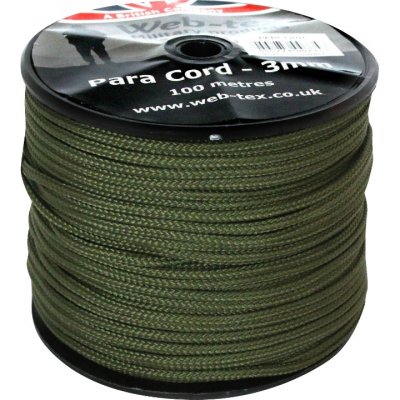 Padáková šňůra - paracord na cívce Web-tex® 3 mm, 100 metrů - zelený – Zboží Dáma
