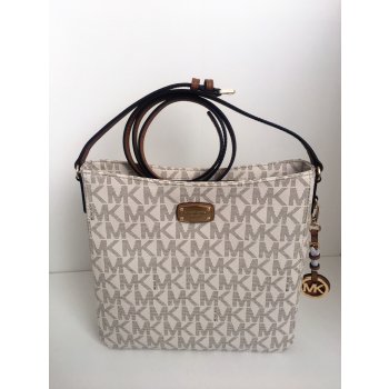 Michael Kors Jet set Messenger Logo Vanilla/Acorn