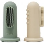 Mushie silikonový zubní kartáček na prst sand / cambridge blue 2 ks – Hledejceny.cz