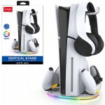 iPega P5S045 Vertikální Nabíjecí Stojan s RGB PS5, PS5 Slim White – Zboží Živě