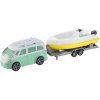Auta, bagry, technika Halsall Teamsterz karavan s přívěsem a lodí (002) zelené auto a žlutý člun