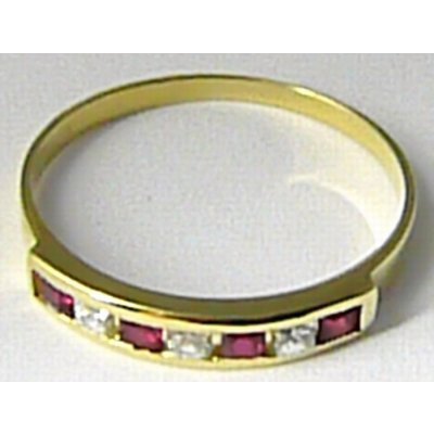 Klenoty Budín Mohutný zlatý prsten s červenými rubíny 226470035