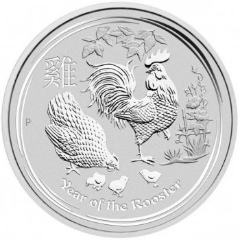 Royal Mint Lunární série stříbrná mince 2 Pounds Year of the Rooster Rok kohouta 2017 1 Oz