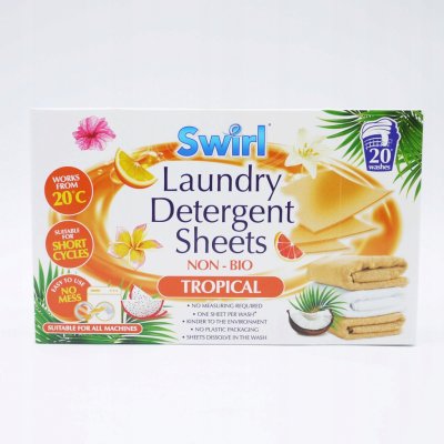 Swirl rozpustné papírky s pracím přípravkem pro univerzální praní vůní Tropical 20 ks – HobbyKompas.cz