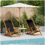 OMAXI 823625 Plážová židle s polštářem 2 ks Hnědá 61.5 x 123 x 82cm – Hledejceny.cz