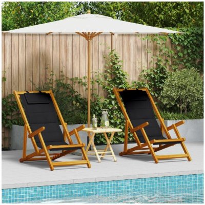 OMAXI 823625 Plážová židle s polštářem 2 ks Hnědá 61.5 x 123 x 82cm – Hledejceny.cz