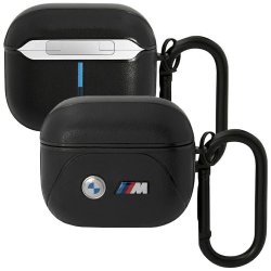 BMW AirPods 3 gen cover Black Leather Curved Line BMA322PVTK