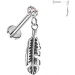 Šperky4U Piercing do ucha PUSH IN labreta s peříčkem LB1150 – Hledejceny.cz