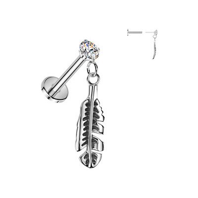 Šperky4U Piercing do ucha PUSH IN labreta s peříčkem LB1150 – Hledejceny.cz