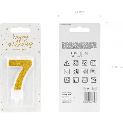 PartyDeco Narozeninová svíčka 7 zlatá 7 cm – Sleviste.cz