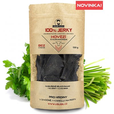 Usušil & Syn 100% Jerky Hovězí s koriandrem 150 g – Zbozi.Blesk.cz