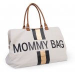 Childhome Mommy Bag Big Canvas Off White Stripes černá/zlatá – Zbozi.Blesk.cz