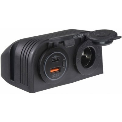 Dvojitá zásuvka s panelem 1x CL + 1x USB + USB-C zásuvka voděodolná | Zboží Auto
