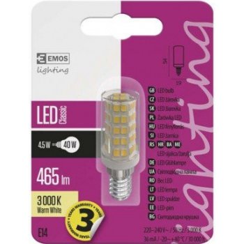 Emos LED žárovka Classic JC 4,5W E14 teplá bílá