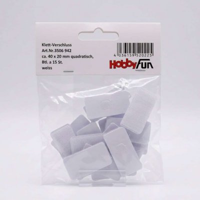 Suchý zip bílý samolepící obdélník 40×20 mm / 15 ks HobbyFun – Hledejceny.cz