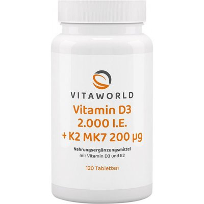 Vitaworld Vitamin D3 2000 IU + K2 MK7 200 mcg 120 tablet – Hledejceny.cz